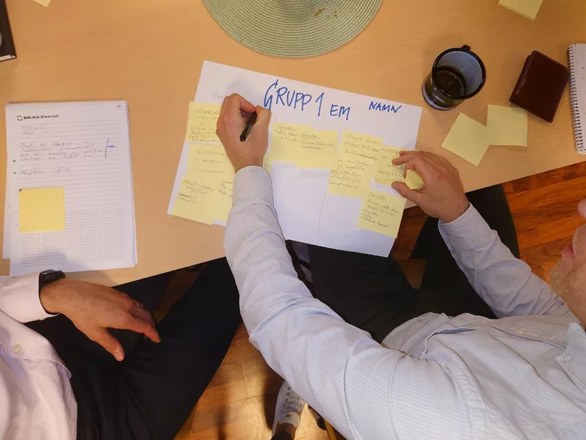 Hand writing on postit notes taken from above