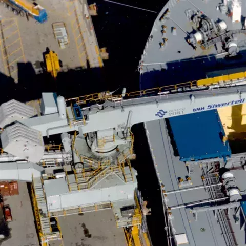 Grey Siwertell Ship unloader in operation
