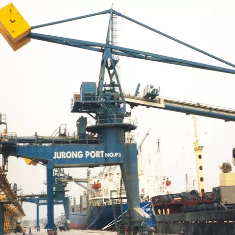 Blue Siwertell Terminal for cement, Singapore