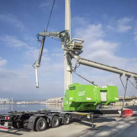 Siwertell road-mobile unloader