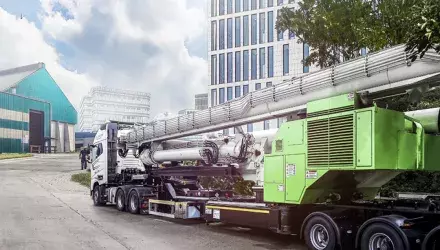 Siwertell road-mobile unloader on trailer