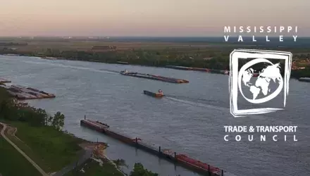 Mississippi river from above with MVTTC logo to the right