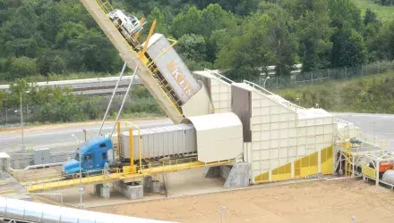Bruks Siwertell truck dumper airview photo
